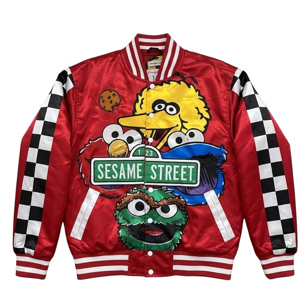 Flawed Gem! Headgear Classics Sesame Street Satin Varsity Jacket Checkerboard YL